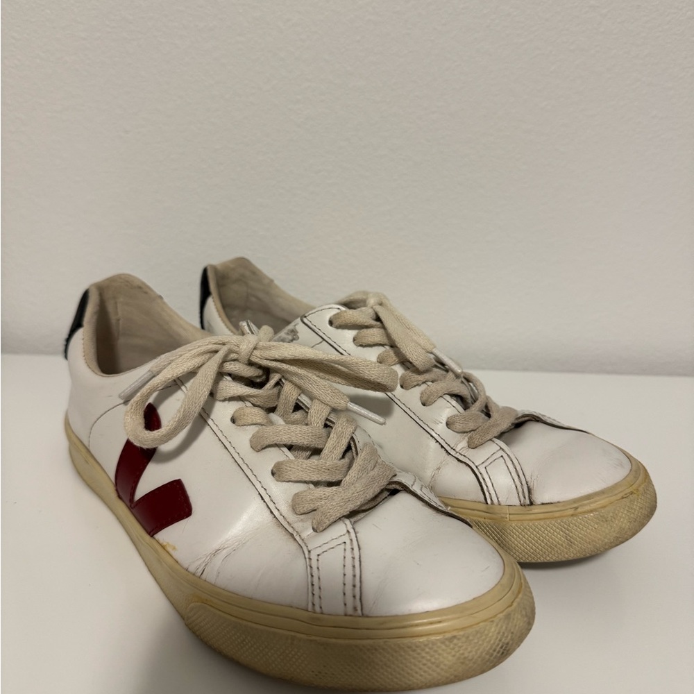 Veja White Leather Sneakers with Cream Interior